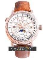 Patek Philippe Sky Moon Tourbillon Beyaz kadran deri kordon