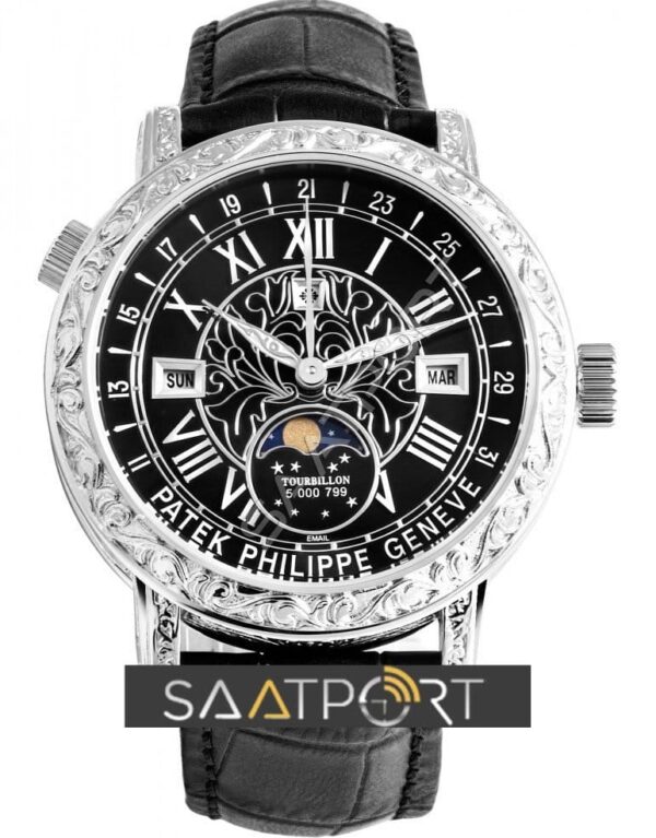 Patek Philippe Sky Moon Tourbillon çelik kasa içi siyah kadran
