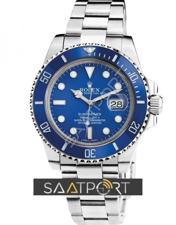Rolex submariner mavi bezel mavi kadran otomatik replika saat