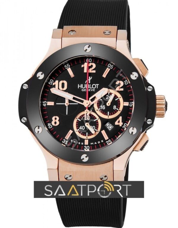 Hublot Big Bang Rose Gold Black Ceramic Bezel Black 44 mm REPLİKA SAAT