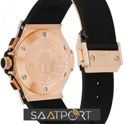 Hublot Big Bang Rose Gold Black Ceramic Bezel Black 44 mm hublot replika saat silikon kordon