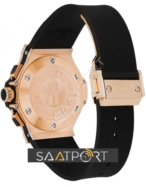 Hublot Big Bang Rose Gold Black Ceramic Bezel Black 44 mm hublot replika saat silikon kordon