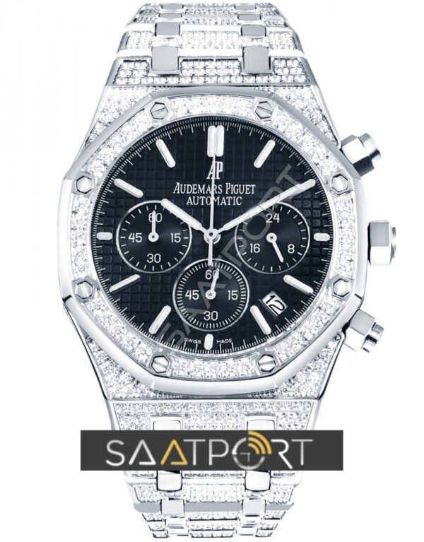audemars piguet baget taşlı ap taşlı model rose silver Audemars Piguet Royal Oak Full Diamond (10)