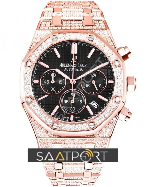 audemars piguet baget taşlı ap taşlı model rose silver Audemars Piguet Royal Oak Full Diamond (4)