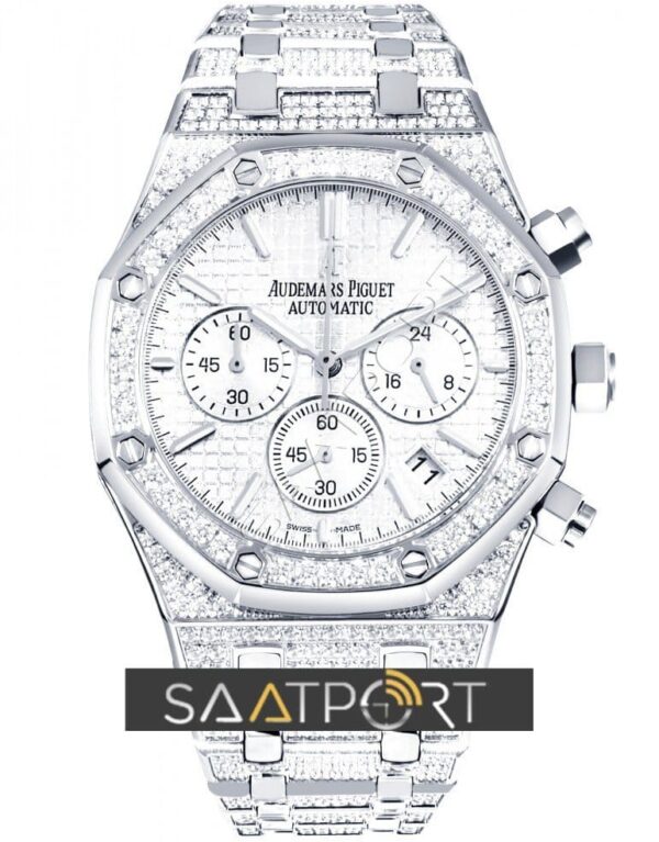 audemars piguet baget taşlı ap taşlı model rose silver Audemars Piguet Royal Oak Full Diamond (7)