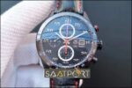 Tag Heuer Carrera Calibre 1887 CAR2A80.FC6237 Noob Factory V6F 11 Best Edition, Chronograph, Titanium, Ceramic Bezel, Black Dial, Black Leather Strap, SWISS ETA 7750 Automatic Movement ETA SAAT
