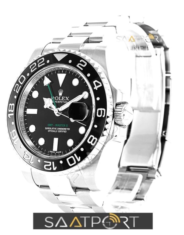 Rolex 116710 Gmt Master II Black Ceramic Steel replika saat (2)