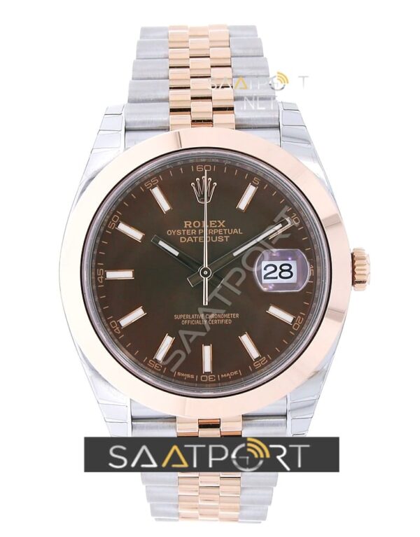 Rolex Datejust 41 Stainless Steel and Everose Gold Watch Chocolate Index Dial 126301 ETA