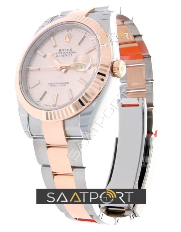 Rolex Datejust 41 Stainless Steel & Everose Gold Watch Sundust Dial Oyster Bracelet 126331 replika saat