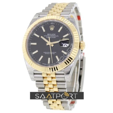 Rolex Datejust 41 Stainless Steel & Yellow Gold Watch Black Dial Jubilee Bracelet 126333 replika saat