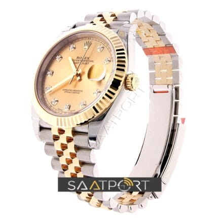 Rolex Datejust 41 Stainless Steel & Yellow Gold Watch Champagne Diamond Dial Jubilee Bracelet 126333 replika saat