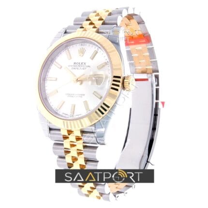 Rolex Datejust 41 Stainless Steel & Yellow Gold Watch Silver Dial Jubilee Bracelet 126333 replika saat