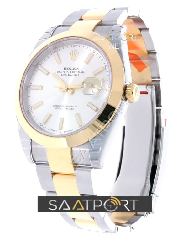 Rolex Datejust 41 Stainless Steel & Yellow Gold Watch Silver Index Dial 126303 replika saat