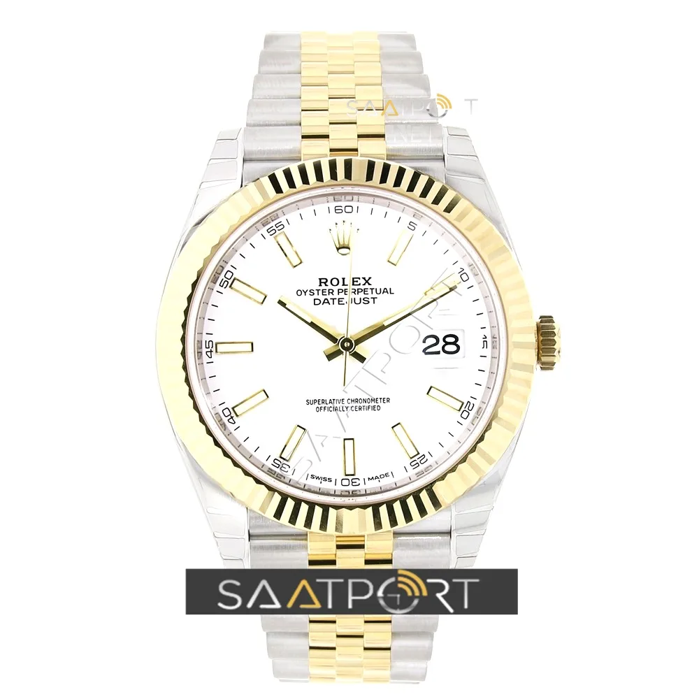 Rolex Datejust 41 Stainless Steel & Yellow Gold Watch White Dial Jubilee Bracelet 126333