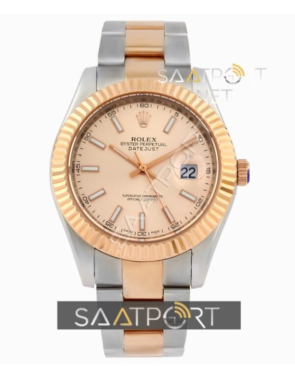 Rolex date just rose gold rose dial