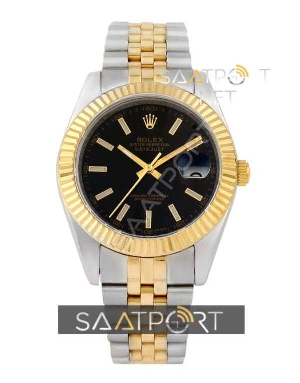 Rolex date just black dial jubile