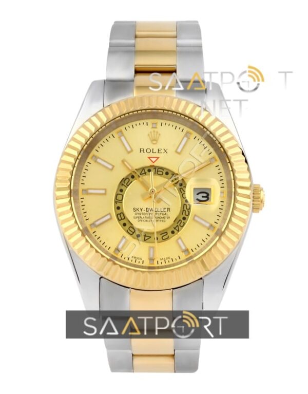 replika saat Rolex Sky Dweller sarı Kadran