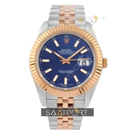 Rolex Datejust Two Tone Rose Case Blue Dial Jübile