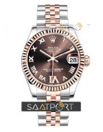 Rolex 31 mm Gold Datejust Brown Roma Rakamalı