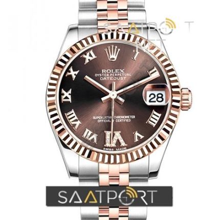 Rolex 31 mm Gold Datejust Brown Roma Rakamalı