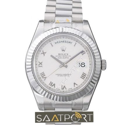 Rolex Day Date II Replika Eta 3255 Mekanizma beyaz kadran