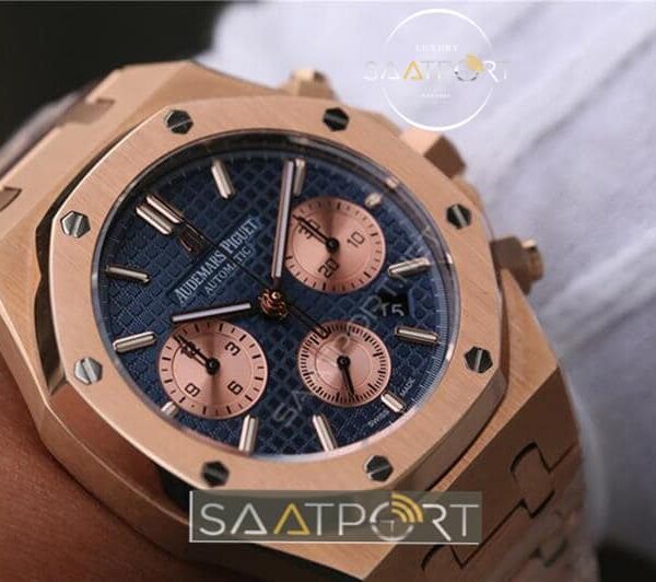Audemars Piguet Replika Saat Rose Kronometreli eta saatler mavi kadran