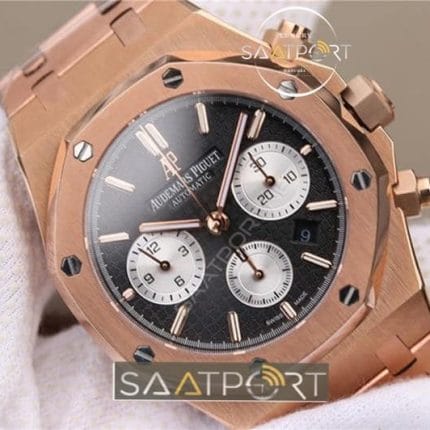 Audemars Piguet Replika Saat Rose Kronometreli eta saatler siyah kadran rose