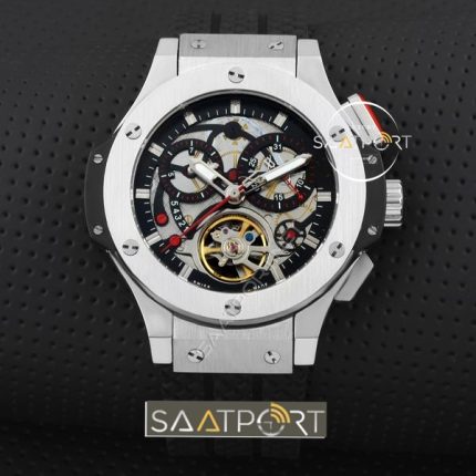 Hublot türbülonlu saat silikon kordonlu