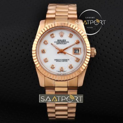 Rolex datejust taşlı bayan saati rose gold