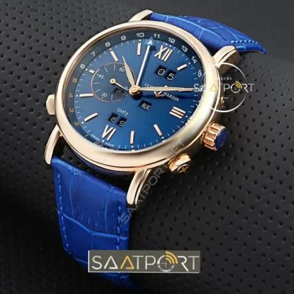 Ulysse nardin mavi kadran mavi kordon deri replika saatler