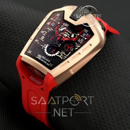 Hublot La Ferrari Cronometreli Gold Kırmızı Silikon Kordon replika