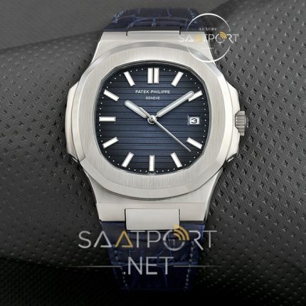 Patek Phılıppe Nautilis mavi kadran deri kordon otomatik replika saat