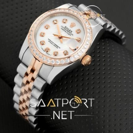 Rolex Date Just beyaz sedef kadran baget taşlı REPLİKA