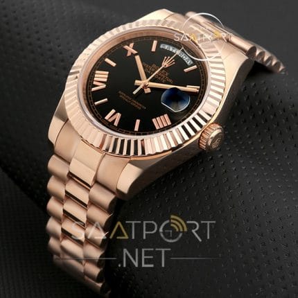 Rolex Day Date Rose Gold Siyah kadran replika