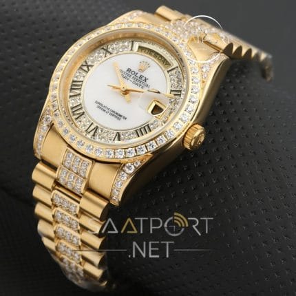 Rolex Day Date roma rakamlı taşlı model replika saat