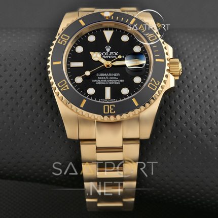 Rolex submariner Sarı renk siyah bezel replika saat