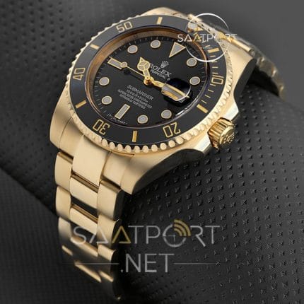 Rolex submariner Sarı renk siyah bezel replika saatler