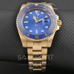 Rolex submariner sarı kasa mavi kadran full gold replika saat