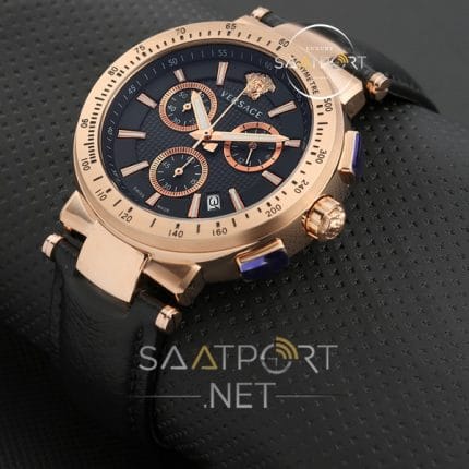 Versace erkek saat modeli siyah deri kordon