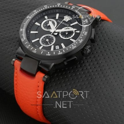 Versace erkek saat modeli turuncu deri kordon fiyat