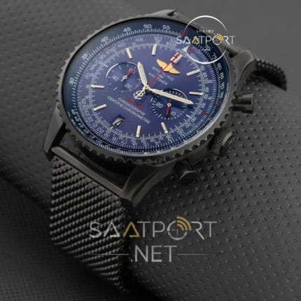 Breitling Navitimer Siyah pvd kasa Ve Mavi Kadran hasır kordon