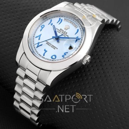 Rolex Day Date Arap Kadran mavi çelik kordonlu otomatik saat