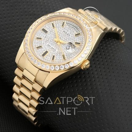 Rolex Day Date Gold Unisex Taşlı Saat Modeller