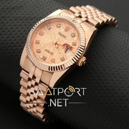 Rolex 36mm bayan kol saati rose kasa rose kadran replika