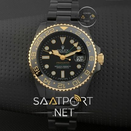 Rolex GMT modeli Siyah pvd kaplama otomatik replika imistasyon