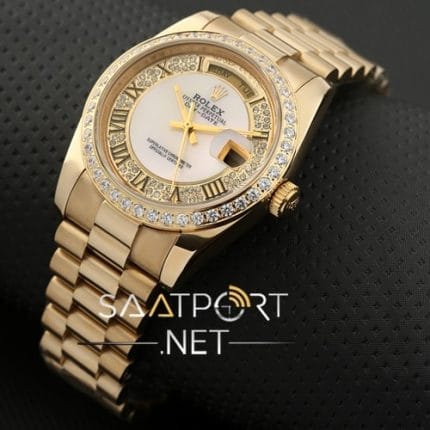 Rolex Taşlı Model Gold modeli replika bayan saat modeli