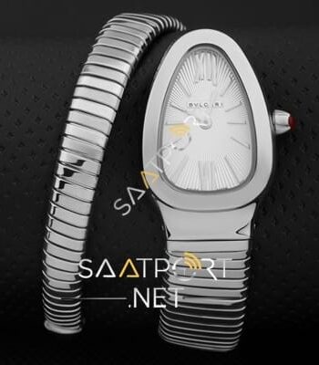 Bvlgari Serpenti Gümüş renk Yılan modeli beyaz kadran
