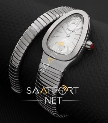 Bvlgari Serpenti Gümüş renk Yılan modeli beyaz kadran replika