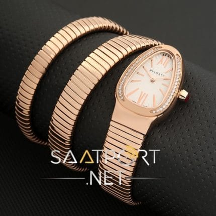 Bvlgari Serpenti Rose kasa taşlı bezel beyaz kadran bayan saati REPLİKA SERPENTİ
