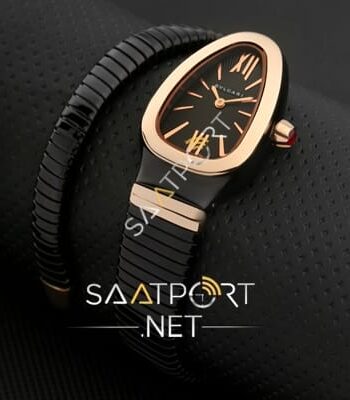 Bvlgari Serpenti Siyah ceramik kasa gold bezel replika saatler